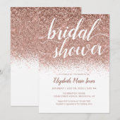 ローズゴールド グリッター スパークル スクリプト  ブライダル シャワー 招待状 (正面/裏面)