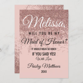 ローズゴールド グリッター スパークル ブラッシュ ピンク 婚約者へのお願い 招待状
