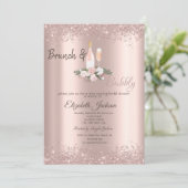 ローズゴールド グリッター ダスト ブランシュ ブライダル シャワー 招待状 (スタンド正面)