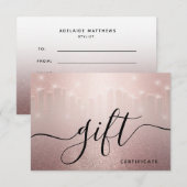 ローズゴールド グリッター ドリップス スタイリスト サロン ギフトカード    (正面/裏面)