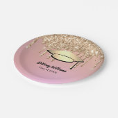 ローズゴールド グリッター ドリップス 卒業式 テーマ ペーパープレート (アングル)