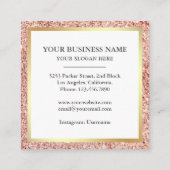 ローズゴールド グリッター ドリップ オーダーメイド ピンク ケーキ ベーカリー スクエア名刺 (裏面)