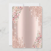 ローズゴールド グリッター ドリップ ドレス ローズ クイーンアニエラ 招待状 (裏面)