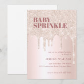 ローズゴールド グリッター ドリップ ピンク ガール オー ベイビー スプリンクル 招待状 (正面/裏面)