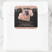 ローズゴールド グリッター ドリップ フォト フレーム サンクス スクエアシール (バッグ)