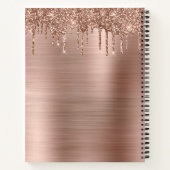 ローズゴールド グリッター ドリップ メタリック グラム ボス レディ ノートブック (裏面)