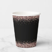 ローズゴールド グリッター ネーム 婚約パーティー ブラック 紙コップ (裏面)