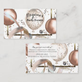 ローズゴールド グリッター バルーン ホワイト パーティー プランナー 名刺 (正面/裏面)