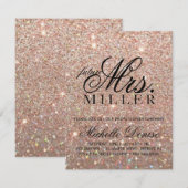 ローズゴールド グリッター ファブ 将来のミセス ブライダル 招待状 (正面/裏面)