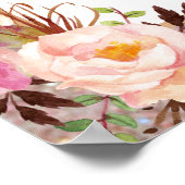 ローズゴールド グリッター フラワー ブライダル シャワー モモサ バー ポスター (角)