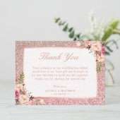 ローズゴールド グリッター ブッシュ ピンク フローラル サンクス サンキューカード