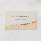 ローズゴールド グリッター ブラックピンク モダン スクエア ビジネス 名刺 (正面)