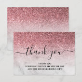 ローズゴールド グリッター ブラッシュピンク ありがとうカード サンキューカード (正面/裏面)