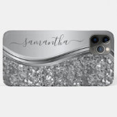 ローズゴールド グリッター ブリング 手書きネーム オーダーメイド Case-Mate iPhoneケース (裏面(横))
