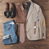 ローズゴールド グリッター メタリック プリント ウェディング グルームズメン ネクタイ