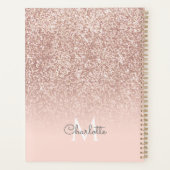 ローズゴールド グリッター モノグラム ブッシュピンク 2023 プランナー手帳 (裏面)