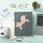 ローズゴールド グリッター ユニコーン かわいい 馬 スパークル シール (iPadカバー)