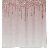 ローズゴールド グリッター リキッド ドリップス シャワーカーテン (正面)