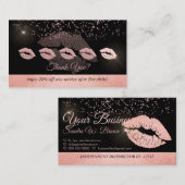 ローズゴールド グリッター リップ パンチ 忠誠 名刺 (正面/裏面)