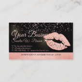 ローズゴールド グリッター リップ パンチ 忠誠 名刺 (裏面)