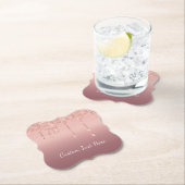 ローズゴールド グリッター 紙コースター オーダーメッセージ付き (インサイチュ)
