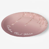 ローズゴールド グリッター 紙皿 オーダーメイド テキスト (アングル)