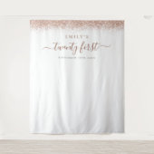 ローズゴールド グリッター 21歳の誕生日 フォト背景 T タペストリー (正面)