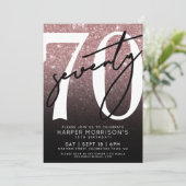 ローズゴールド グリッター 70歳の誕生日 招待状 (スタンド正面)