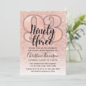 ローズゴールド グリッター 93歳の誕生日招待状 招待状 (スタンド正面)