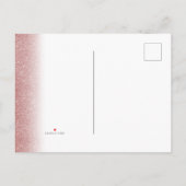 ローズゴールド グリッター Save The Date ウェディング ポストカード (裏面)