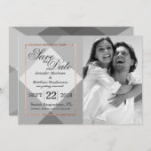 ローズゴールド グレー ジオメトリック セーブ・ザ・デート 招待状 (正面/裏面)