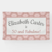 ローズゴールド グレー ピンク 50歳のバースデー 横断幕 (横)