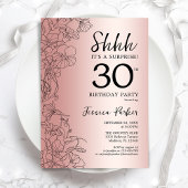 ローズゴールド サプライズ30歳の誕生日 招待状