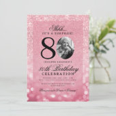 ローズゴールド サプライズ フォト グラム 80歳の誕生日 招待状 (スタンド正面)