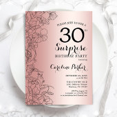 ローズゴールド サプライズ 30歳の誕生日パーティー 招待状