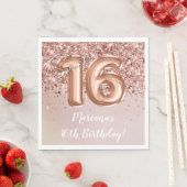  ローズゴールド サweet 16 誕生日パーティー スタンダードランチョンナプキン (インサイチュ)