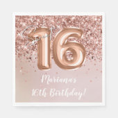  ローズゴールド サweet 16 誕生日パーティー スタンダードランチョンナプキン (正面)