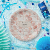 ローズゴールド シャビー シック ウェディング ペーパープレート (パーティー)