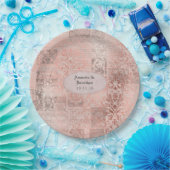 ローズゴールド シャビー シック ダマスク ウェディング ペーパープレート (パーティー)