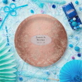 ローズゴールド シャビー シック ダマスク ウェディング ペーパープレート (パーティー)