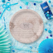 ローズゴールド シャビー シック ヴィンテージ カリグラフィー ウェディング ペーパープレート (パーティー)