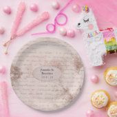 ローズゴールド シャビー シック ヴィンテージ カリグラフィー ウェディング ペーパープレート (パーティー)