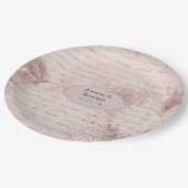 ローズゴールド シャビー シック ヴィンテージ カリグラフィー ウェディング ペーパープレート (アングル)