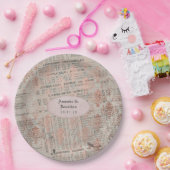 ローズゴールド シャビー シック 新聞 ウェディング ペーパープレート (パーティー)