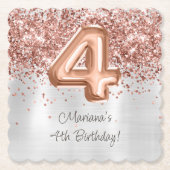 ローズゴールド シルバー 4歳 誕生日パーティー ペーパーコースター (正面)