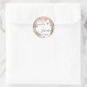 ローズゴールド シンプル お名前 日付 花のしずく 白 ラウンドシール (バッグ)