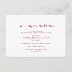 ローズゴールド シンプル エレガント ウェディング アコモデーション エンクロージャーカード