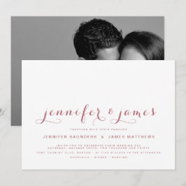 ローズゴールド シンプル エレガント スクリプト フォト ウェディング 招待状