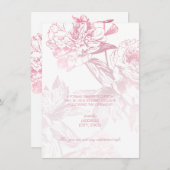 ローズゴールド シンプル フラワー ウェディング レセプションのみ 招待状 (正面/裏面)