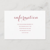 ローズゴールド シンプル モダン ウェディングインフォメーション エンクロージャーカード (正面)